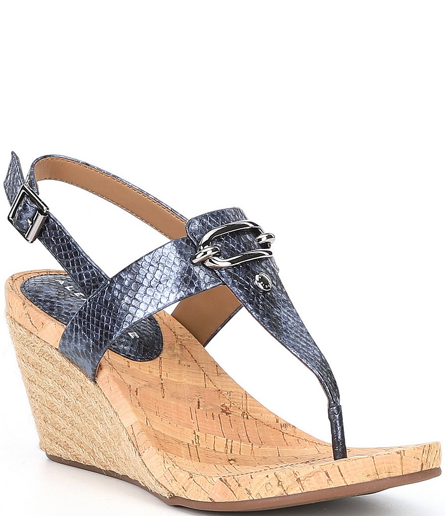 Alex Marie Burdette Snake Print Thong Espadrille Wedge Sandals