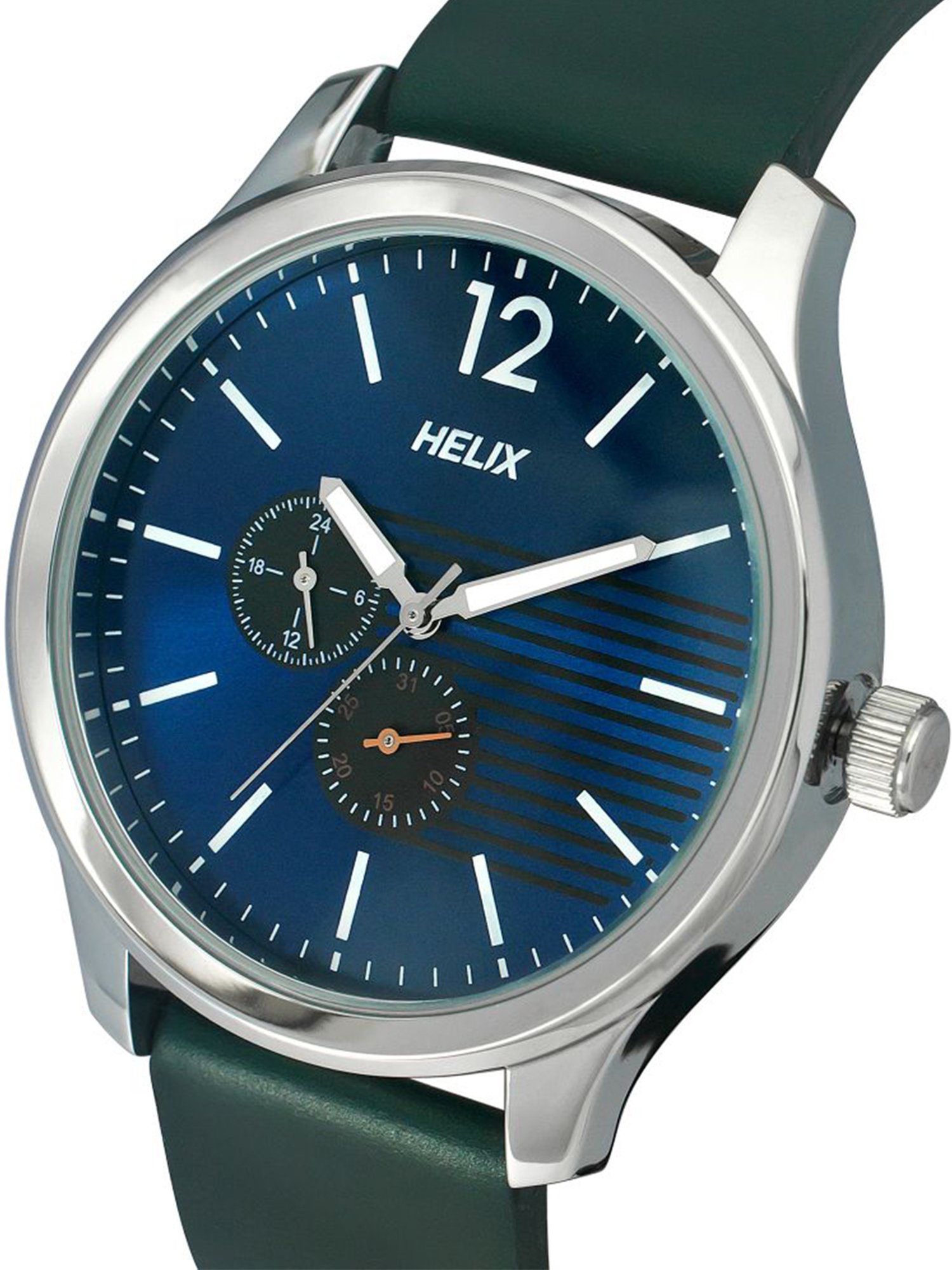 Helix By Timex Blue Round Dial Analog Leather Men Watch - TW043HG11