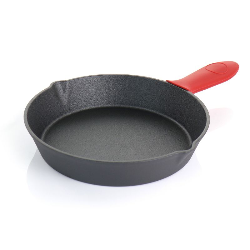 MegaChef Pre-Seasoned 4 Piece Cast Iron Set with Silicone Handles