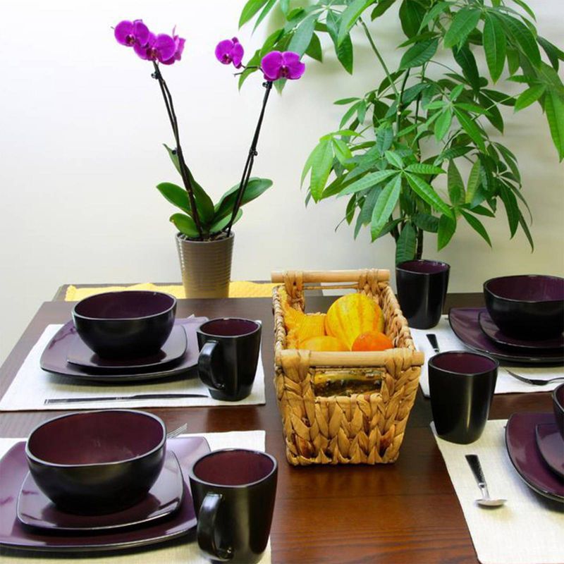 Gibson Home 16pc Stoneware Soho Lounge Dinnerware Set Purple
