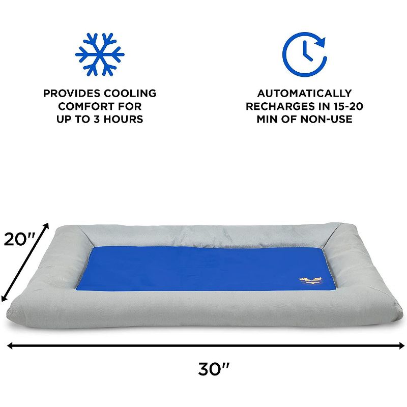 Arf Pets Dog Self Cooling Bed Pet Bed - Solid Gel Based Self Cooling Mat for Pets, Includes a Foam Based Bolster Bed for Extra Comfort, 20" x 30"
