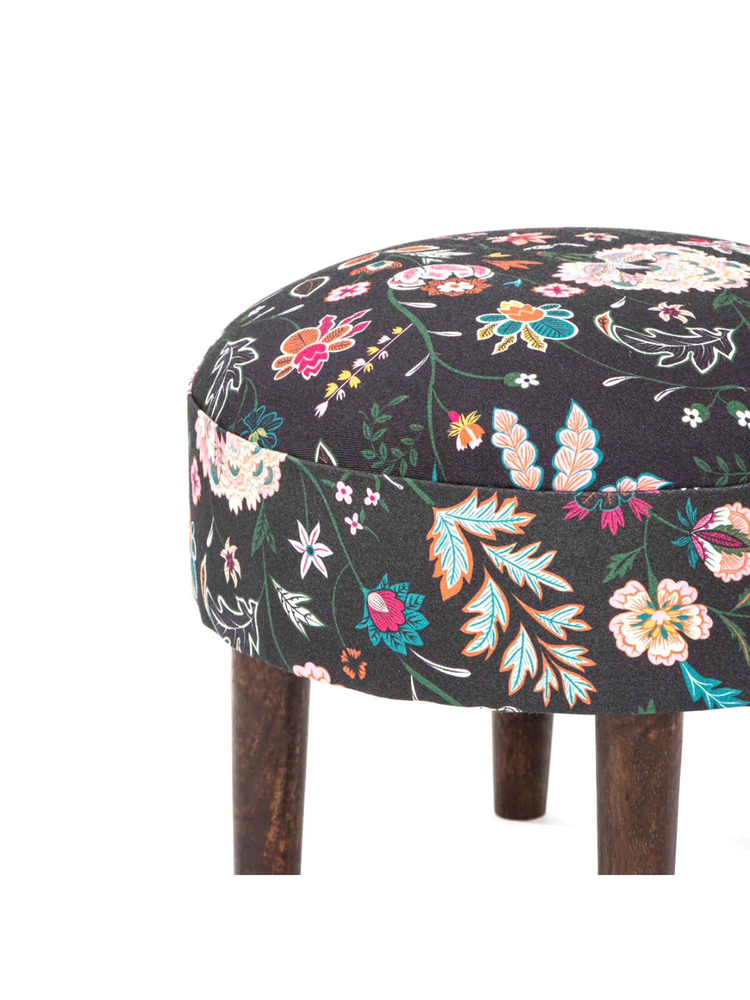 Chumbak French Sahara Solid Mustard Yellow Wood Ottoman