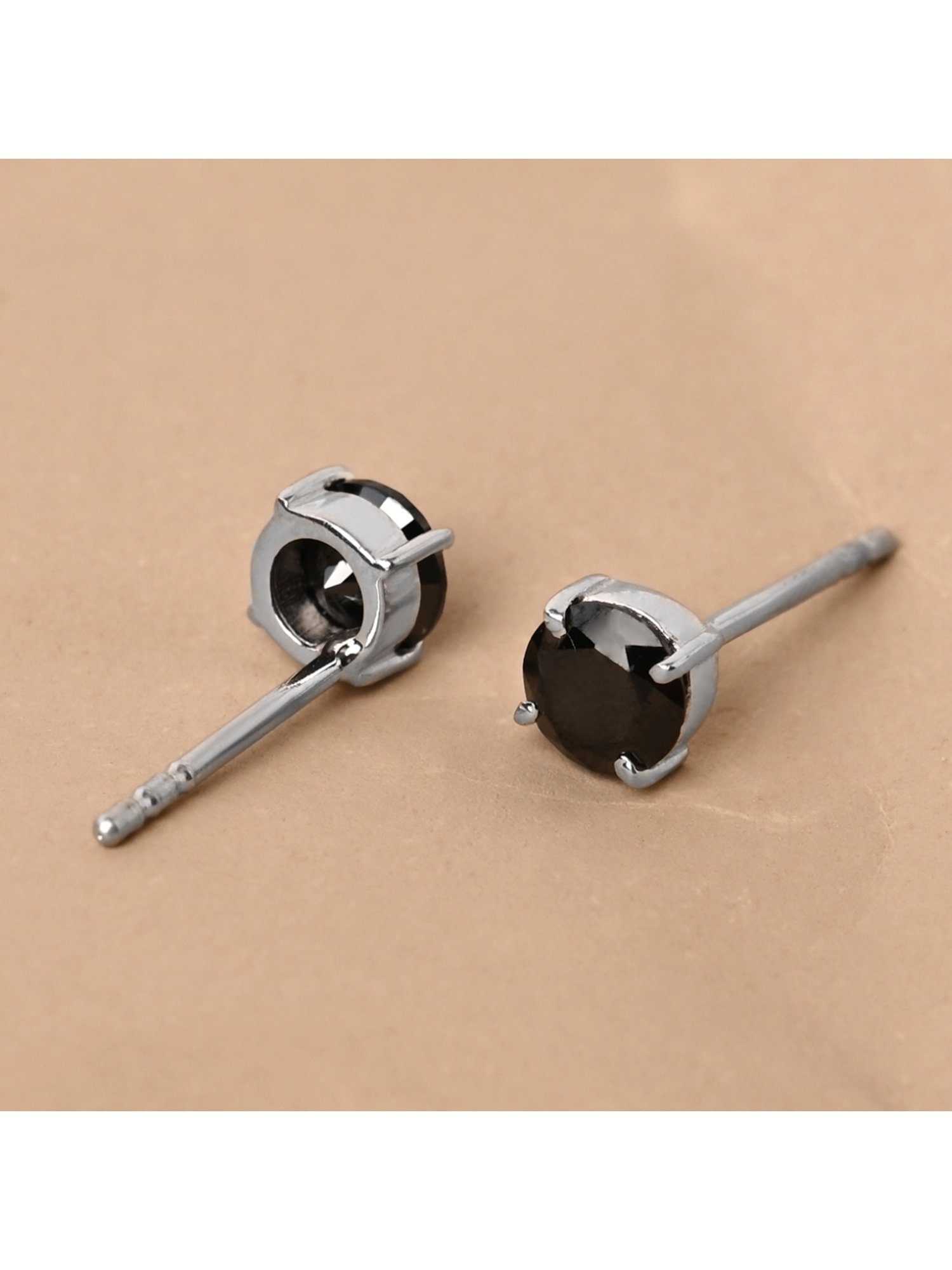 Clara 92.5 Sterling Silver Black Minimal Daily Wear Stud Earrings for Kids Girls