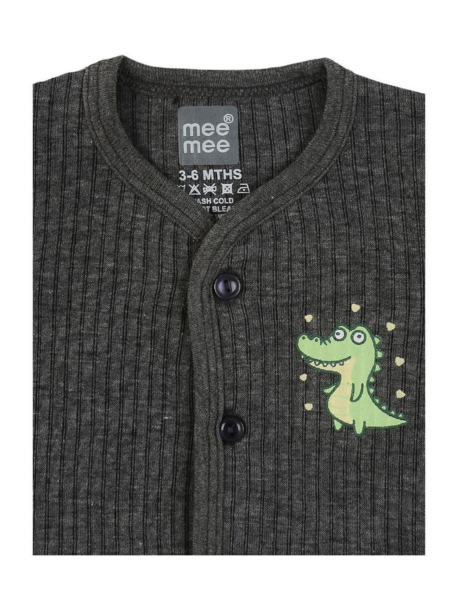 Mee Mee Kids Grey Printed Full Sleeves Thermal Set