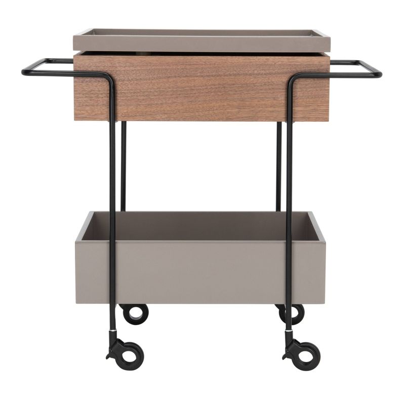 Scout Tray Bar Cart Walnut/Gray/Black - Safavieh