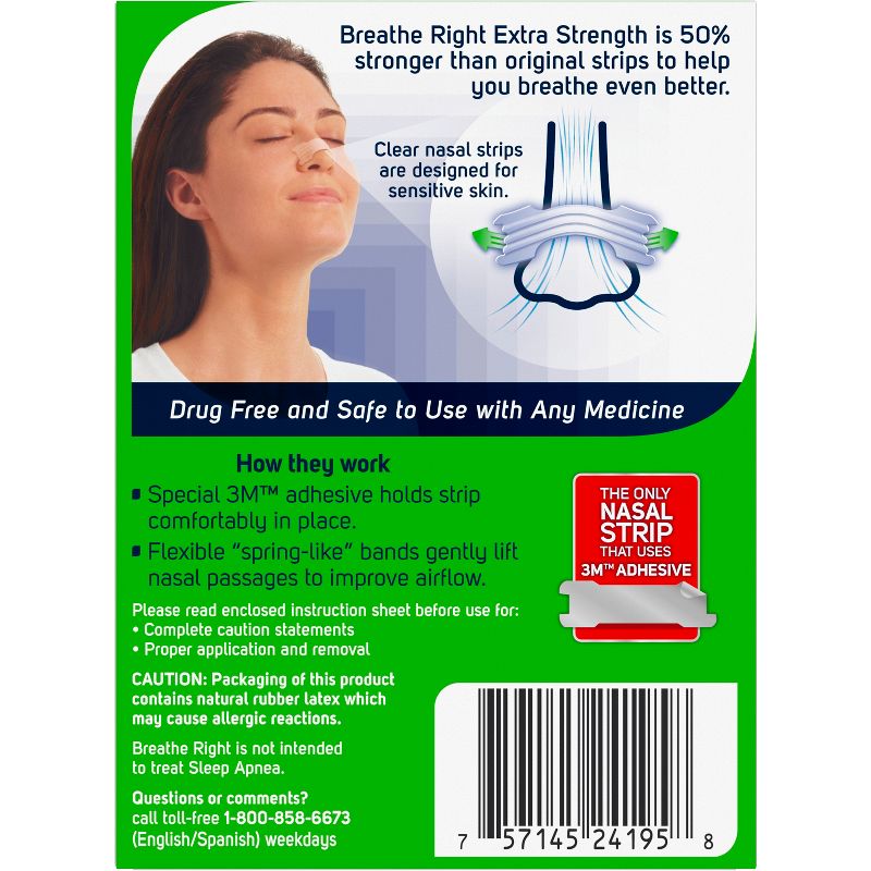 Breathe Right Extra Clear for Sensitive Skin Drug-Free Nasal Strips for Congestion Relief - 26ct
