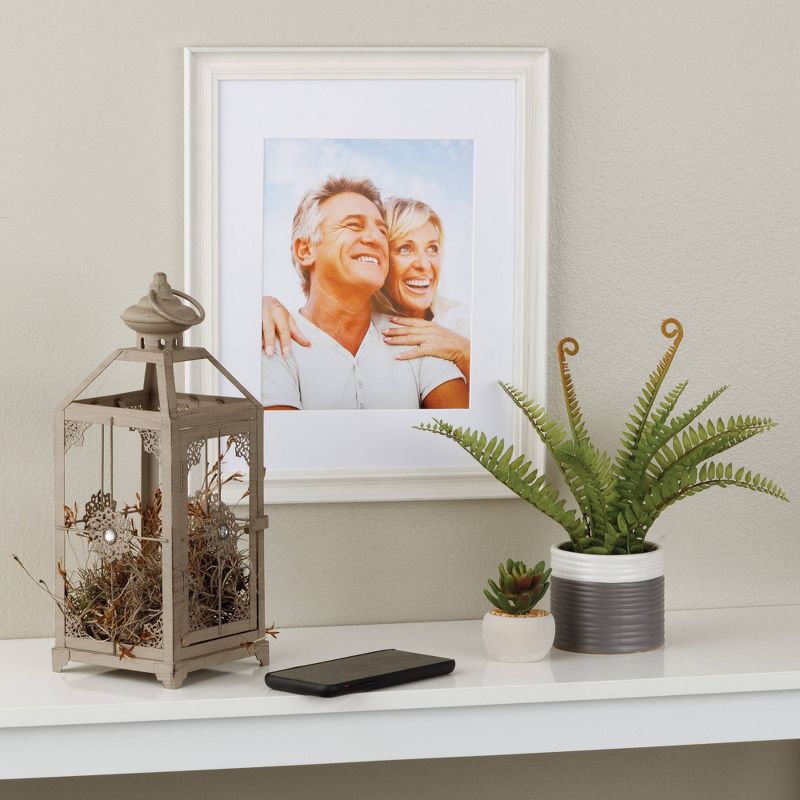 4pc 11"x14" Matted to 8"x10" Farmhouse Tabletop or Wall Mount Picture Frames Distressed White - Life Moments