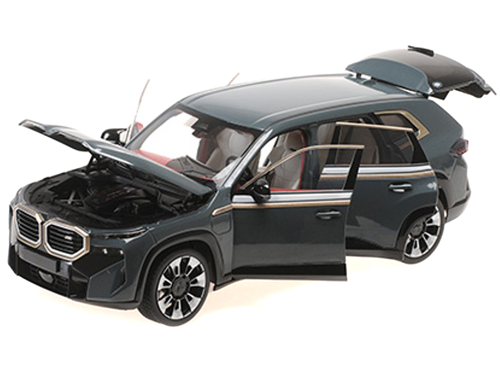 2023 BMW XM Dark Green Metallic with Gold Stripes 1/18 Diecast Model Car by Minichamps