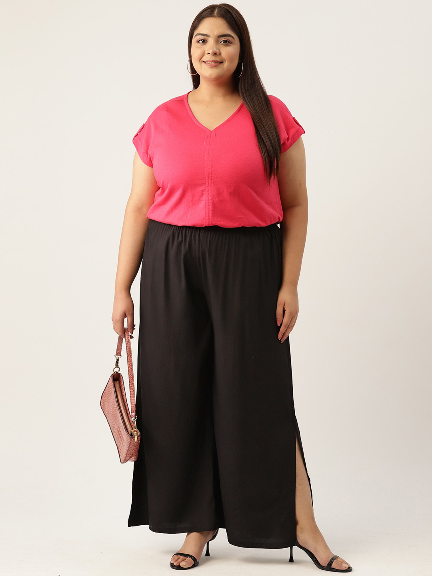 theRebelinme Black High Rise Regular Fit Palazzos