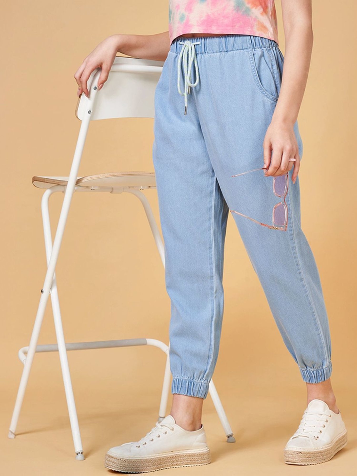 People by Pantaloons Blue Cotton Joggers