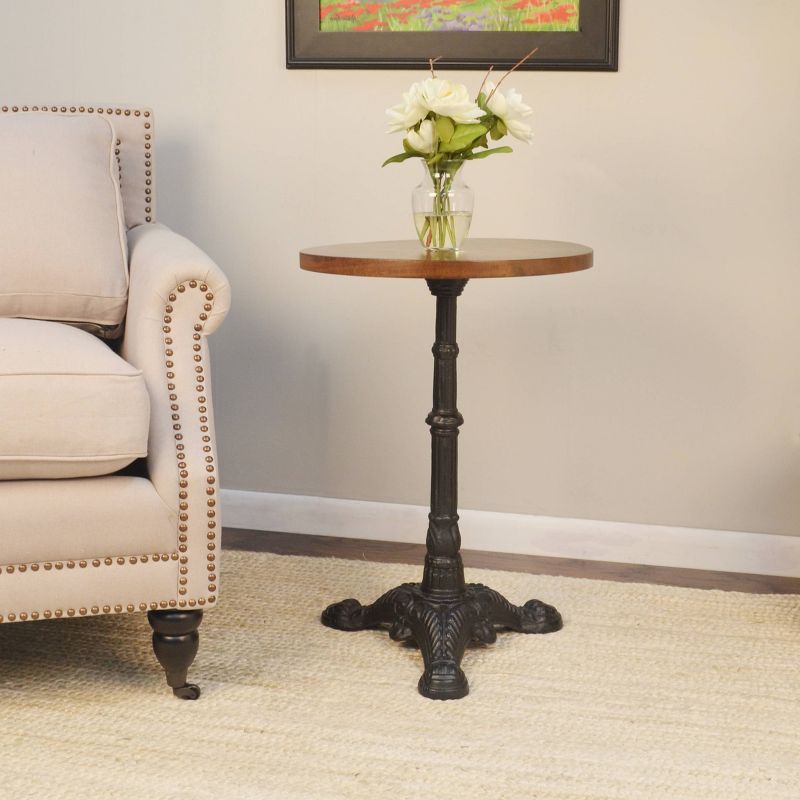 Cora Pedestal Base Accent Table Brown/Black - Carolina Chair & Table