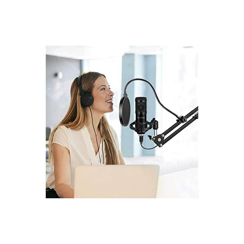 USB Microphone Kit,  Cardioid Condenser Microphone Kit with 192KHZ/30Bit Studio Mic Sound Chipset Scissor Arm, Plug & Play Recording Microphone for PC Gaming Streaming Podcasting YouTube