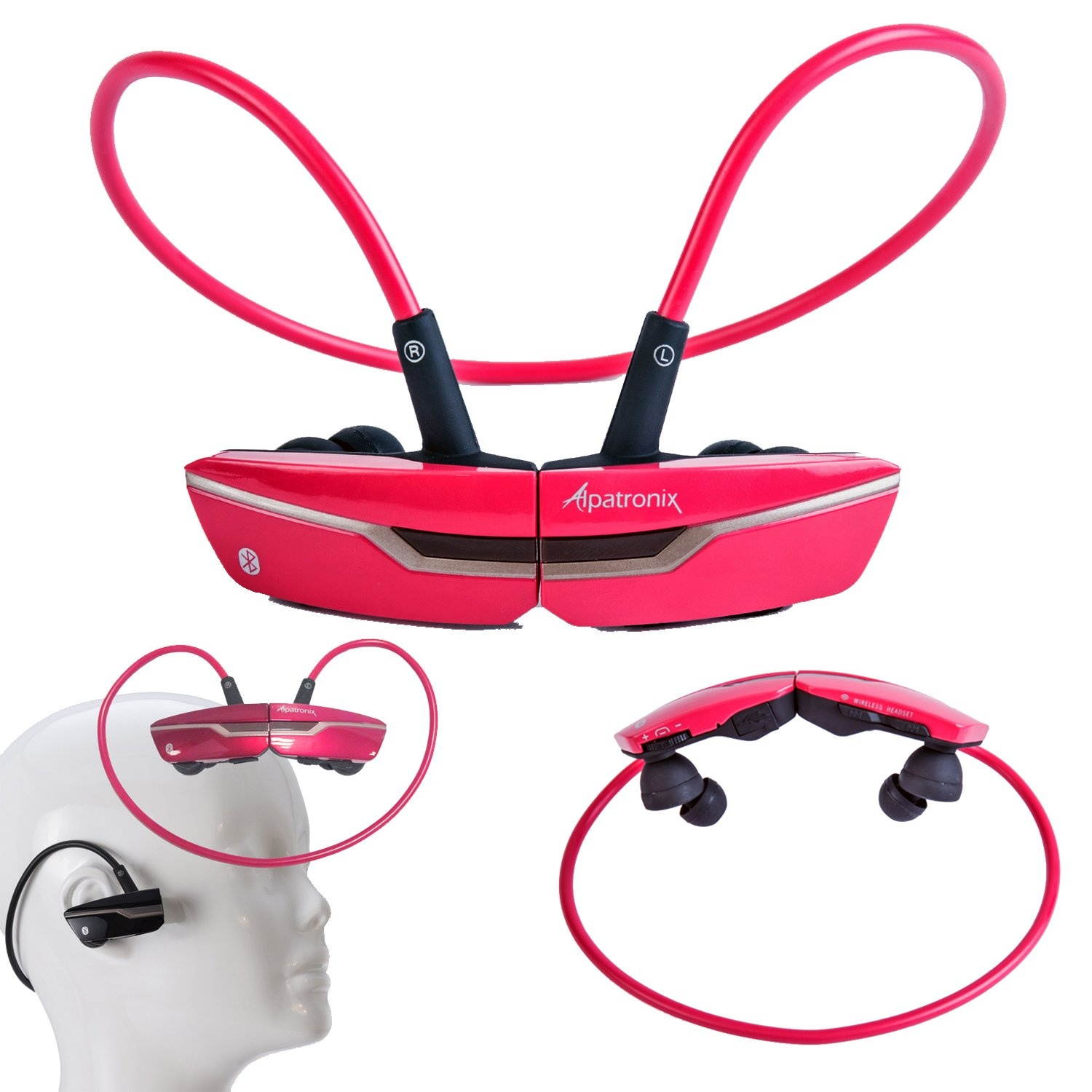 Alpatronix Bluetooth Headset, HX200 Active Universal Bluetooth Wireless Noise-Isolation Stereo Earbuds with Mic, Volume/Playback Controls for Smartphones, Computers, Laptops & Tablets - (Pink)