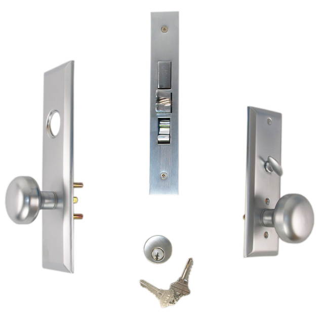 Maxtech (Marks New Yorker 7NY10A/26D Like) 1033BF26DR Satin Chrome Right Hand Heavy Duty Mortise Entry Lockset Screwless Knobs Thru-Bolted, 2-3/4" Lock Set