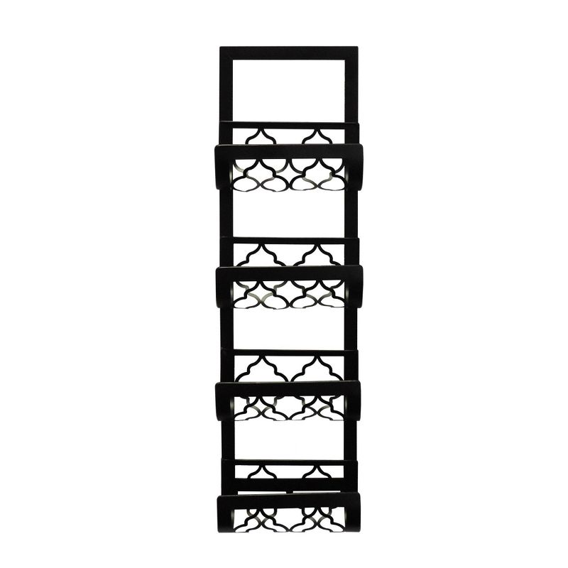 Metal Wall Wine Rack with 4 Bottle Holder Brown - Benzara