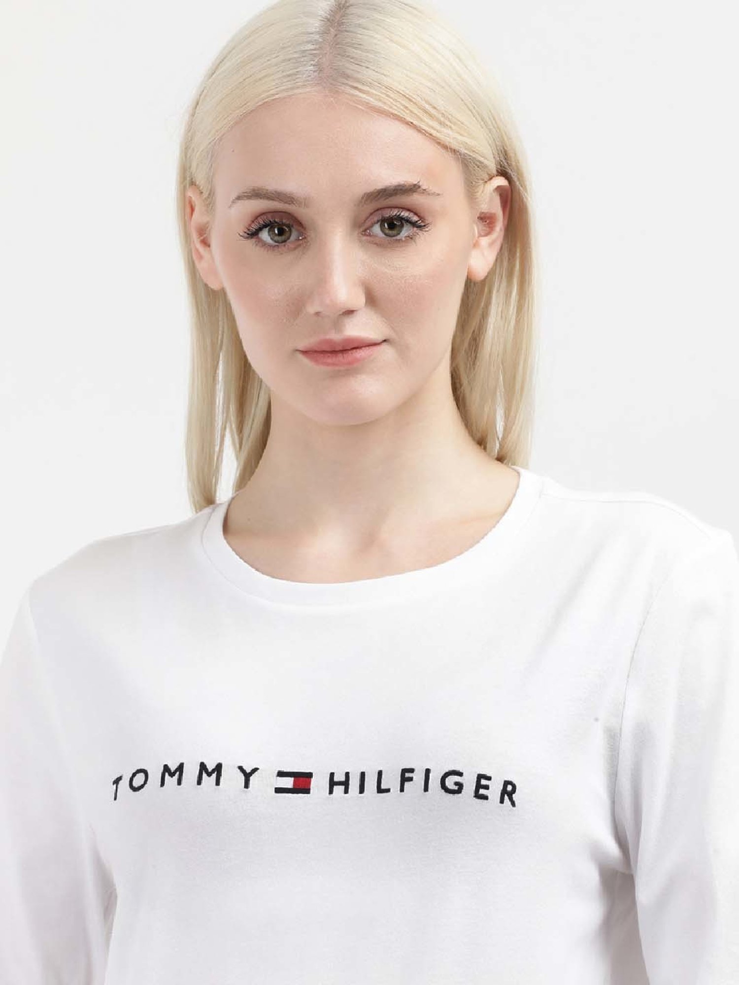 TOMMY HILFIGER White Cotton Logo Print T-Shirt