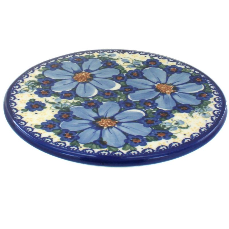 Blue Rose Polish Pottery Daisy Surprise Trivet