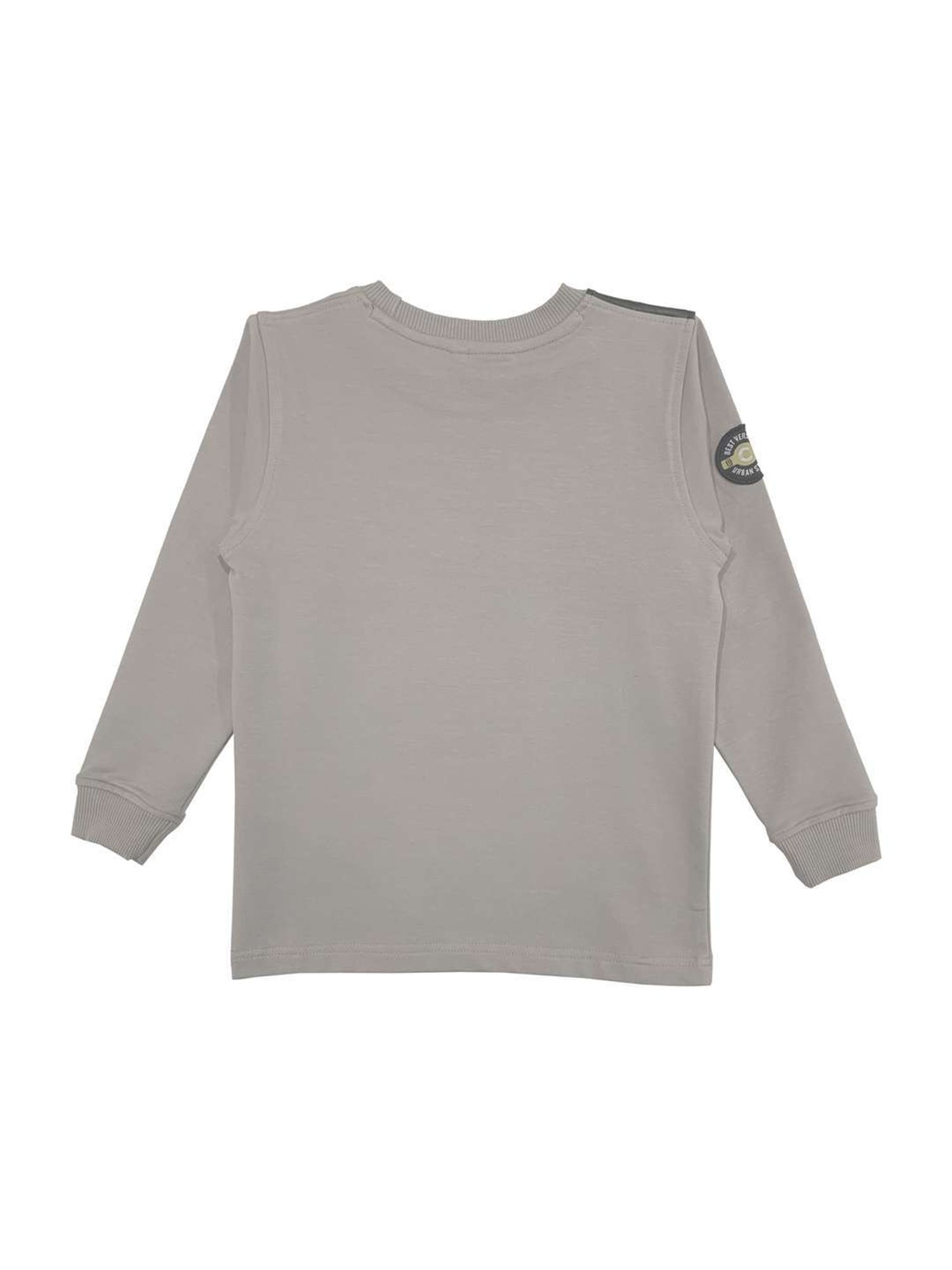 Cavio Kids Grey Printed Full Sleeves T-Shirt
