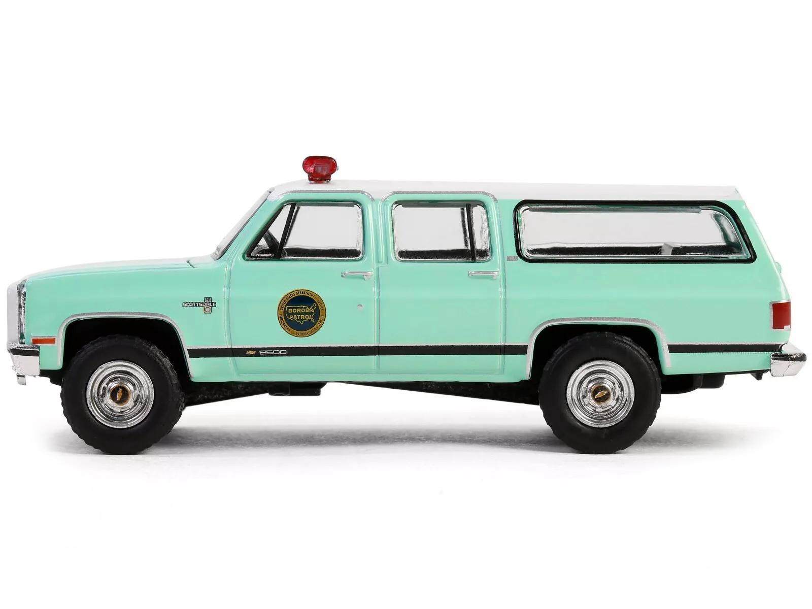 1990 Chevrolet Suburban K20 Scottsdale "United States Border Patrol" Light Green with White Top "Hobby Exclusive" Series 1/64 Diecast Model Car by Greenlight