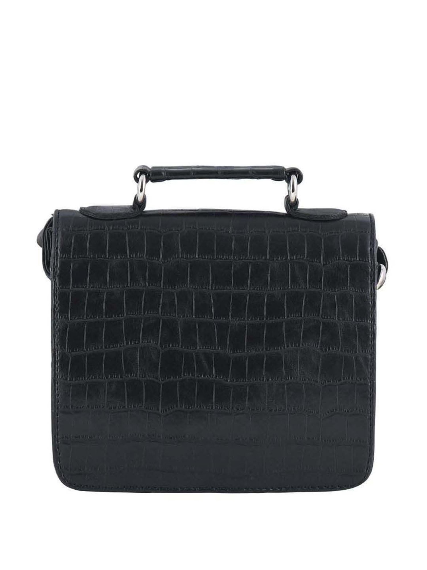 Toteteca Black Textured Medium Satchel Handbag