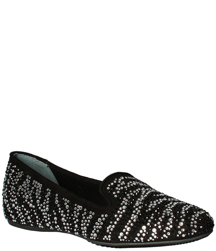 J. Renee Hanuko Zebra Print Rhinestone Smoking Slippers