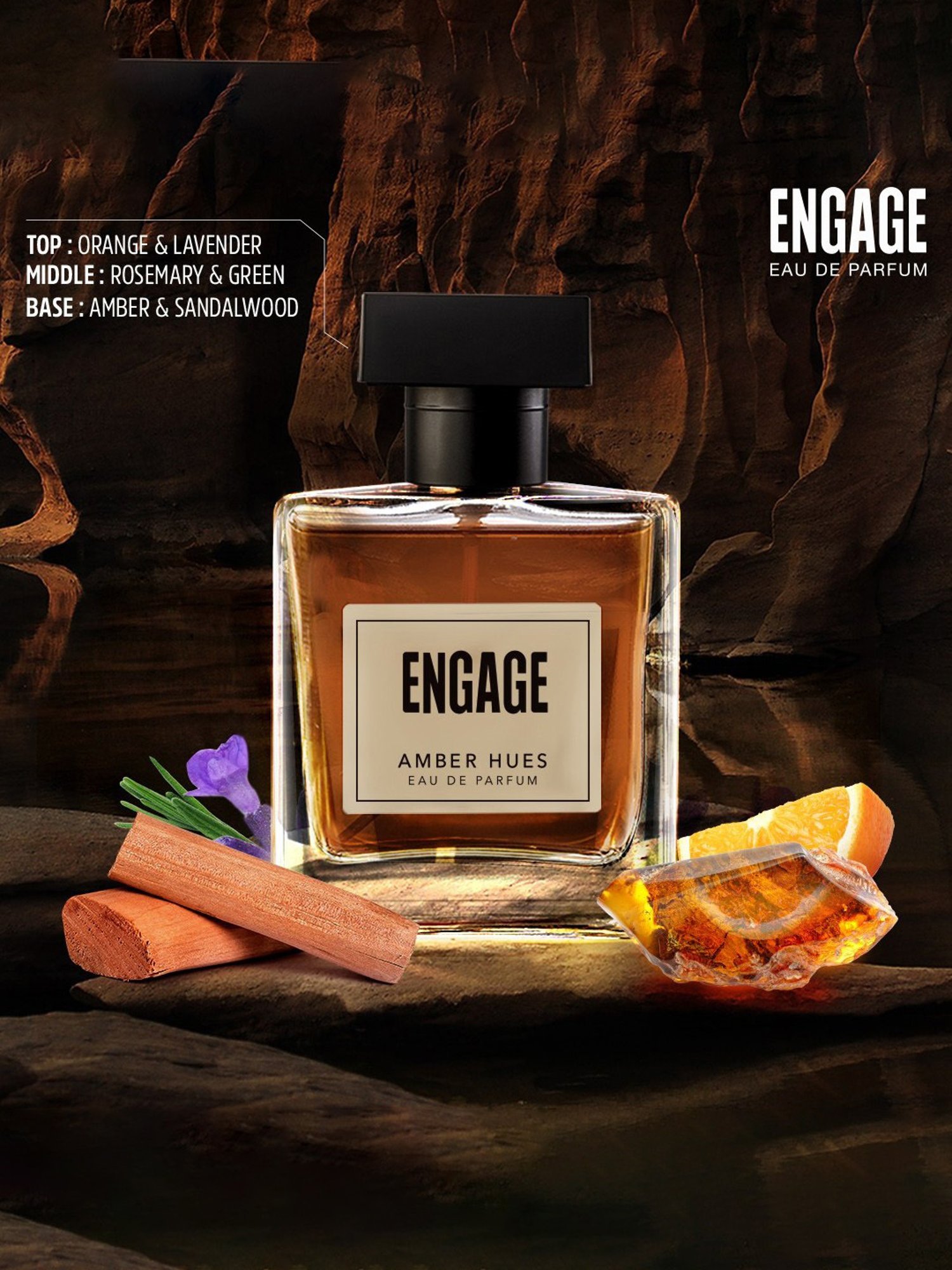 Engage Amber Hues Eau de Parfum for Men - 100 ml