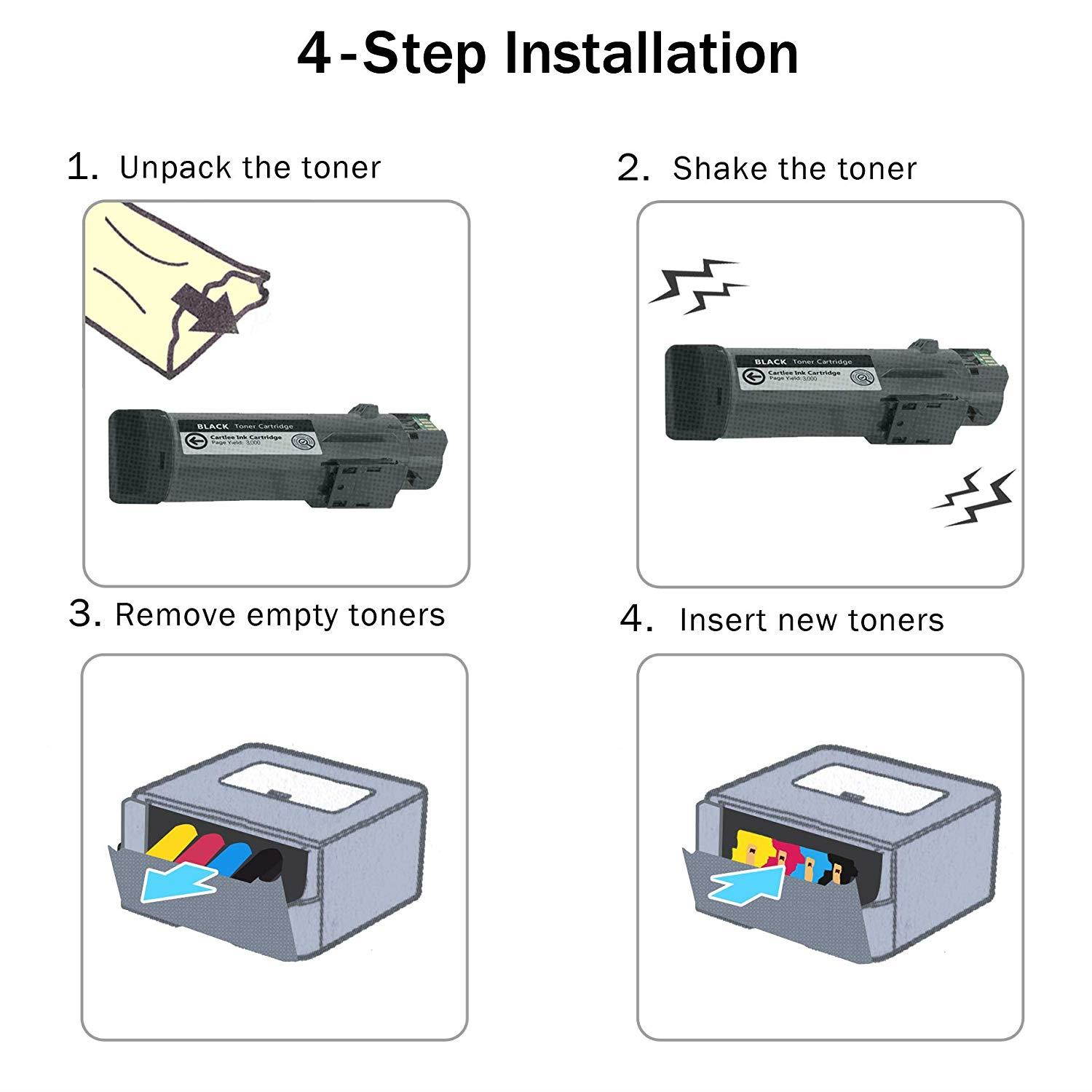 Limeink 5 Pack Compatible Replacement Cartridges for Dell H625cdw H825cdw S2825cdn High Yield Laser Toner Cartridges For Smart Color Printers H625 H825 s2825 Ink (2 Black, 1 Cyan, 1 Magenta, 1 Yellow)