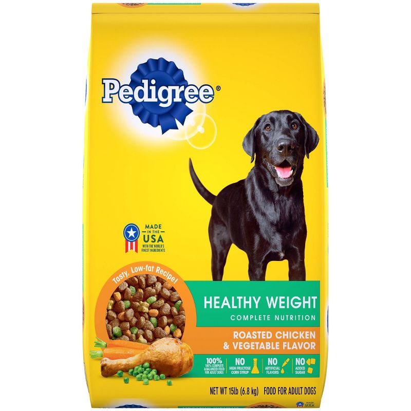 Pedigree Healthy Weight Roasted Chicken & Vegetable Flavor Adult Complete Nutrition Dry Dog Food - 15lbs