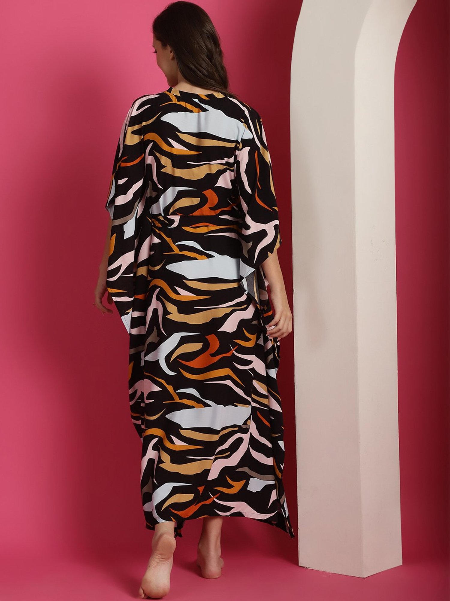 Boston Club Black Printed Kaftan Night Dress