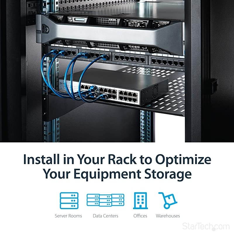 com 2U Vented Server Rack Mount Shelf 22in Deep Cantilever Universal Tray for 19quot AV Data amp Network Equipment Rack 50lbs CABSHELF22V