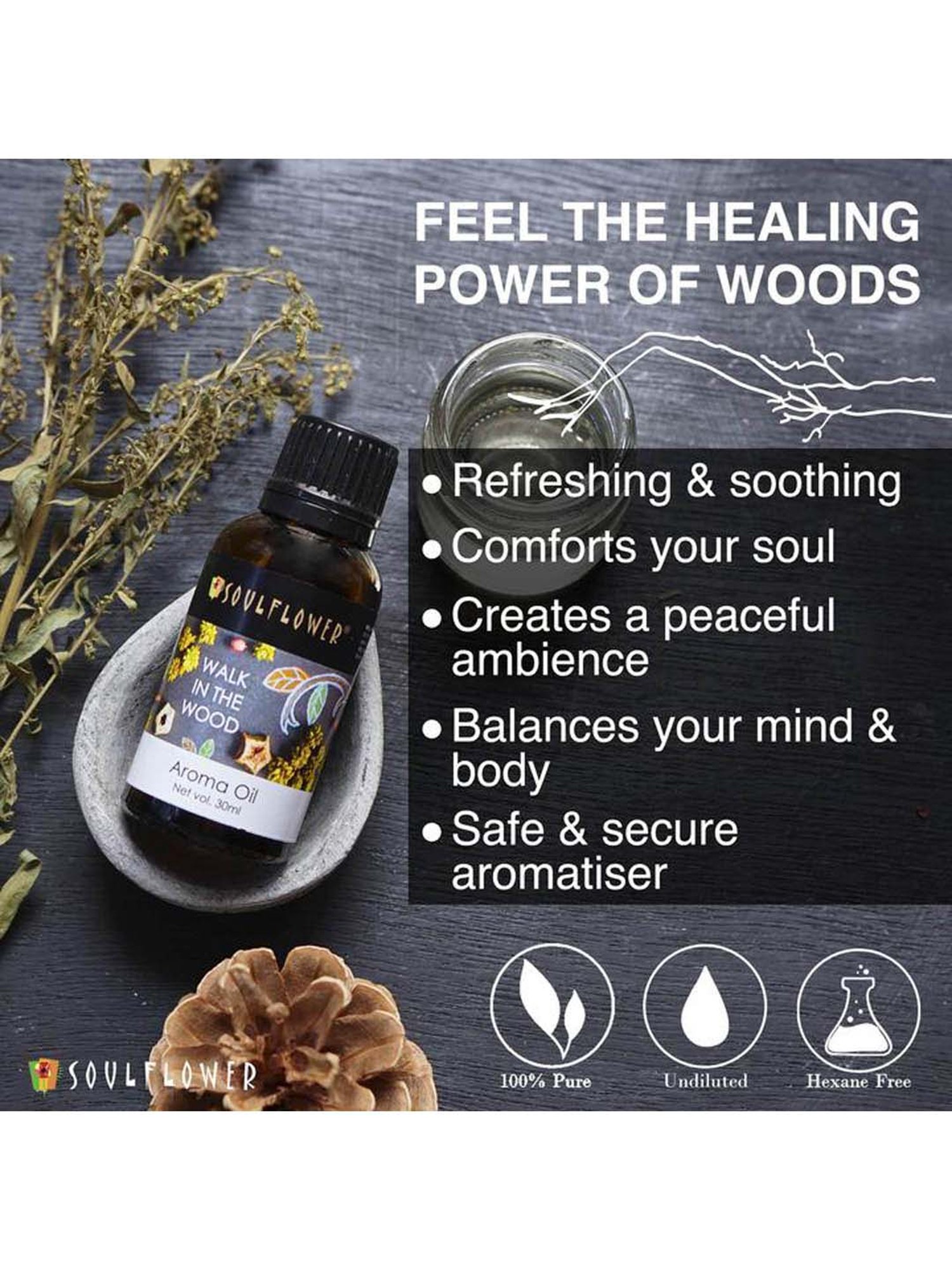 Soulflower Walk In The Wood Aroma Oil (30 ml) - Set of 1