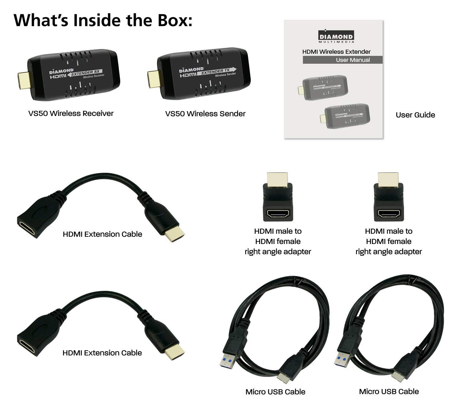 Diamond Wireless HDMI USB Powered Extender Kit, TV Transmitter & Receiver for HD 1080p, Stream Video Content from: Laptops, PC, Cable Box, Satellite Box, Blu-ray, DVD, PS3, PS4, Xbox 360, Xbox One