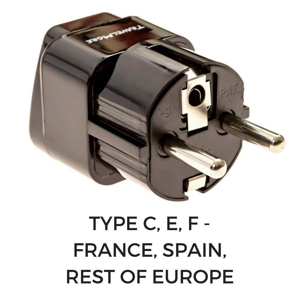 European Travel Adapter Plug Set - Pack of 4 Universal Outlet Adapters for All of Europe (Type C, E, F, G J, L) - Works in France, UK, Switzerland, Spain, Italy, United Kingdom, Germany & Turkey