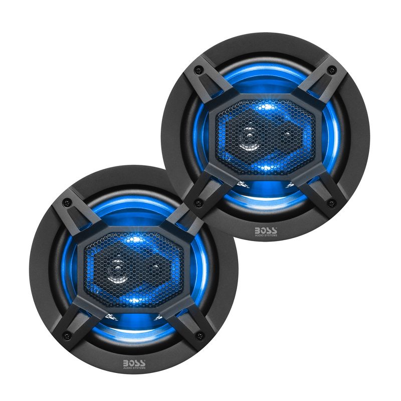 Boss Audio Systems 6.5 Inch Blue LED 300 Watt 3 Way Full Range Speakers, Pair