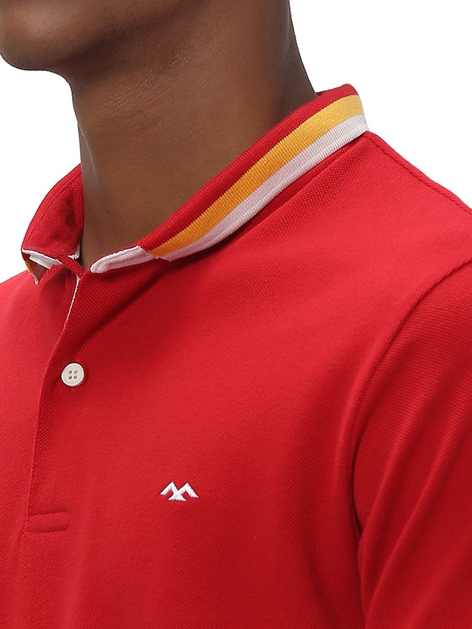 Mufti Red Slim Fit Cotton Polo T-Shirt