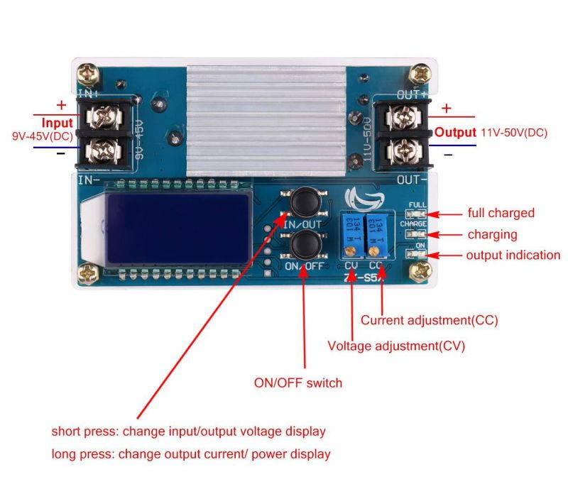 DC Boost Converter, Yeeco 9-45V 12V 24V to 11-50V 36V 48V DC-DC Step Up Voltage Regulator Adjustable Voltage Step Up Power Supply Module with LED Display