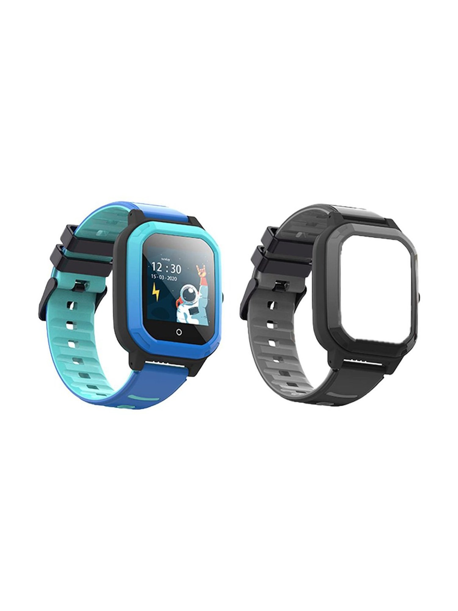 Turet 4G GPS Tracker Smartwatch for Kids with HD Camera, SOS Button, Video Calling (Blue & Black)