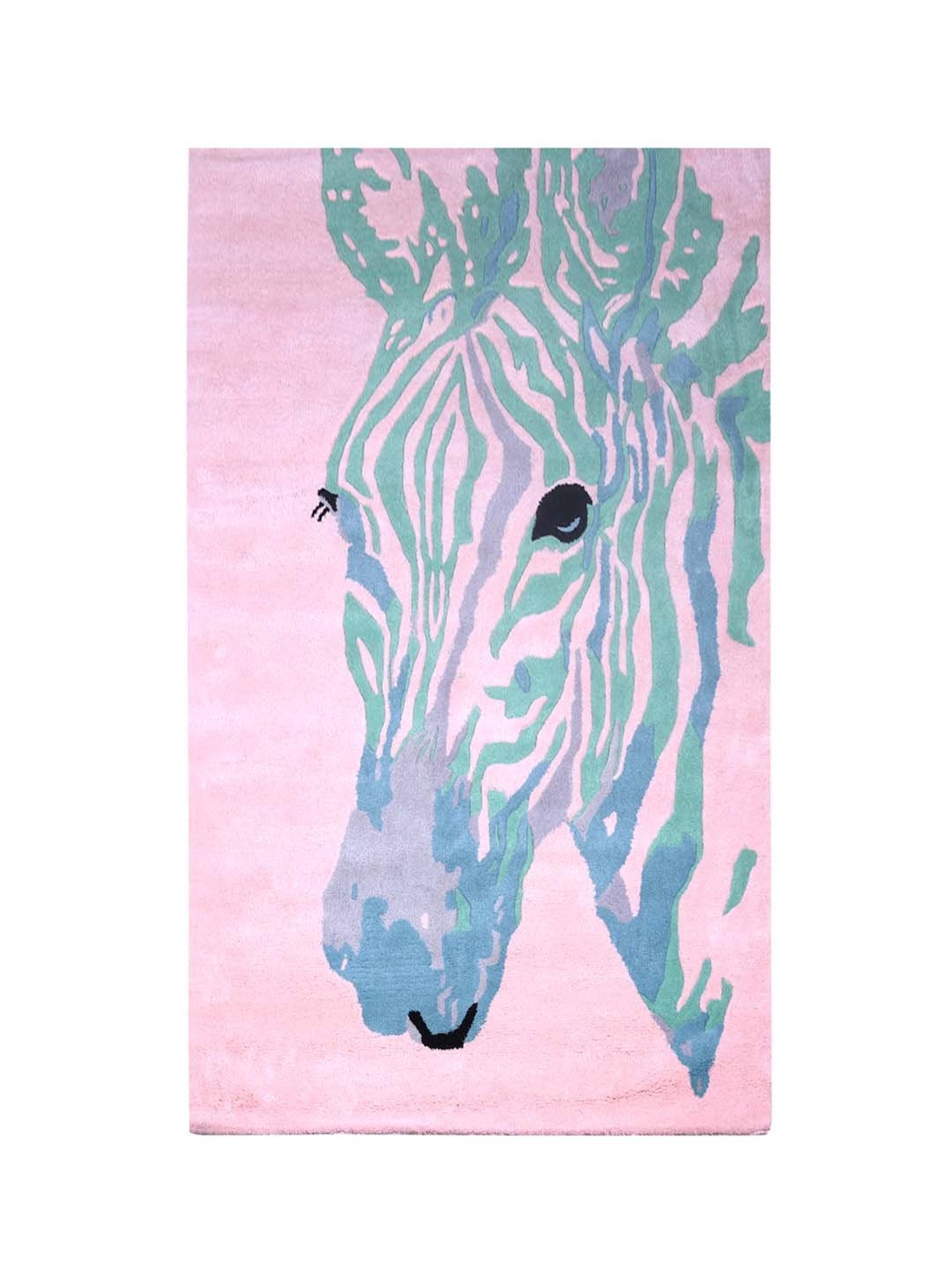 Pequra Multicolour Zebra Hand Tufted Wool Kids Carpet - Set of 1