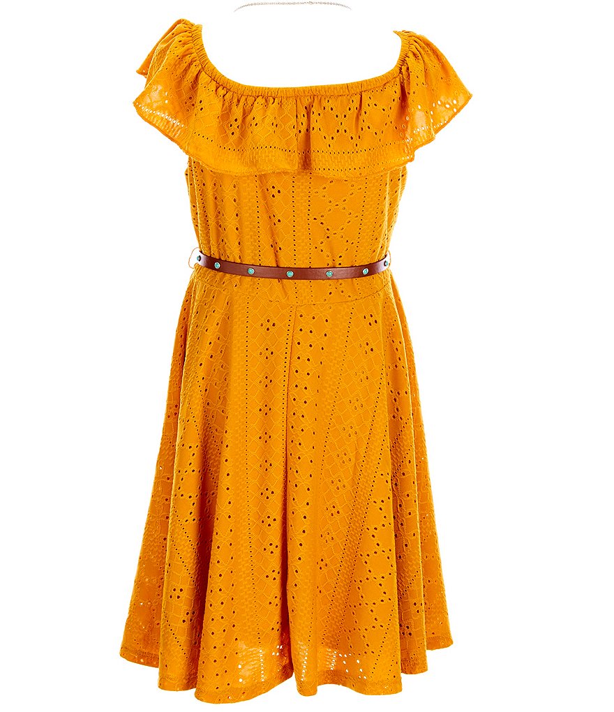 Ally B Big Girls 7-16 Eyelet Fit-And-Flare Belted Dress