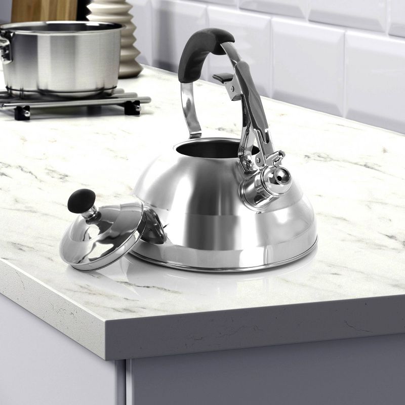 Mr. Coffee 2 Quart Stainless Steel Whistling Tea Kettle with Nylon Handle