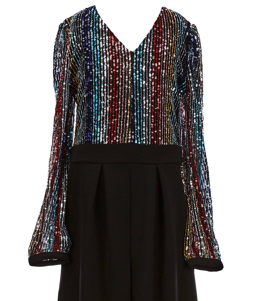 Honey and Rosie Big Girls 7-16 Long-Sleeve Rainbow Sequin Jumpsuit