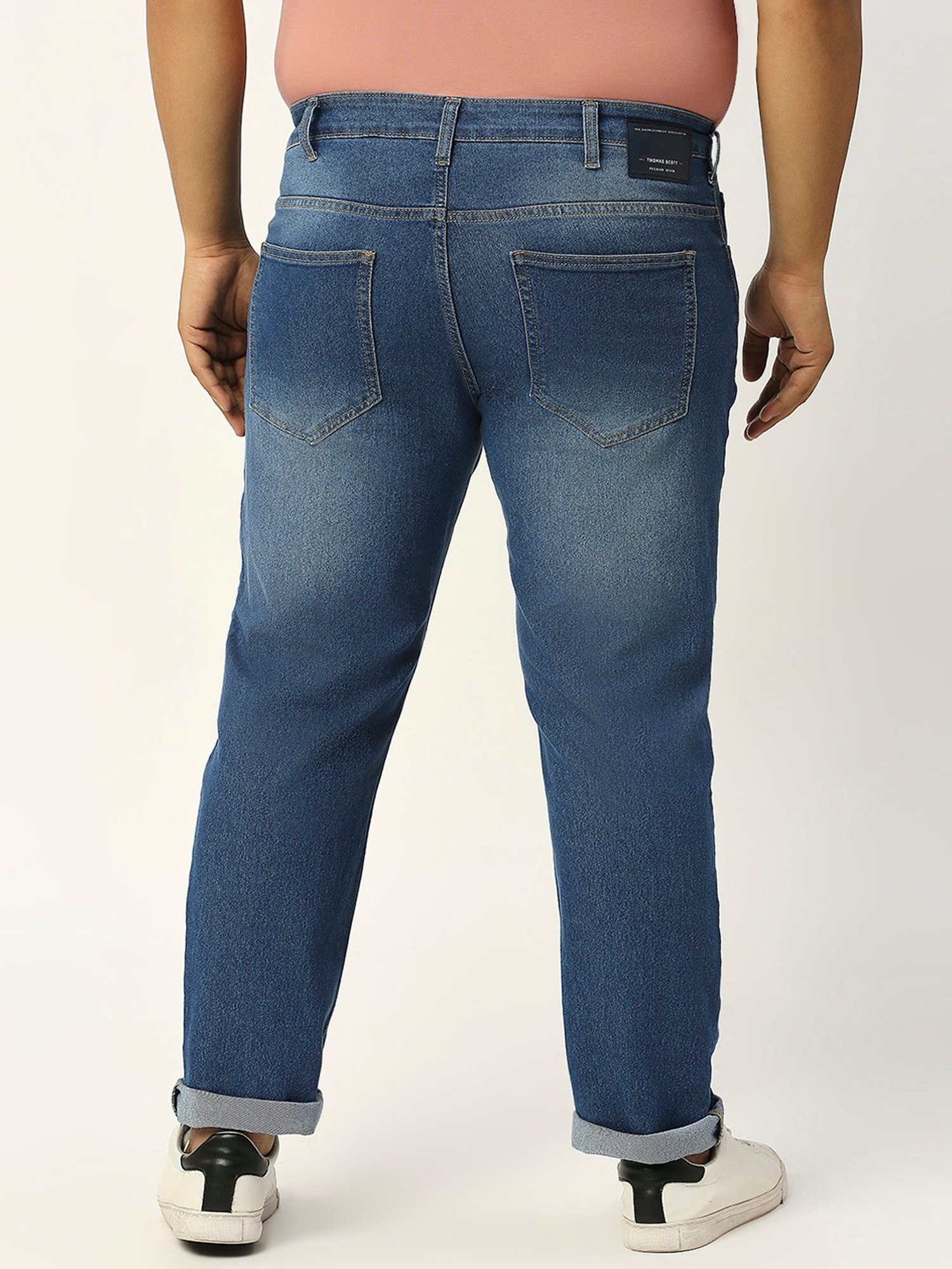 Thomas Scott Blue Slim Fit Heavily Washed Plus Size Jeans