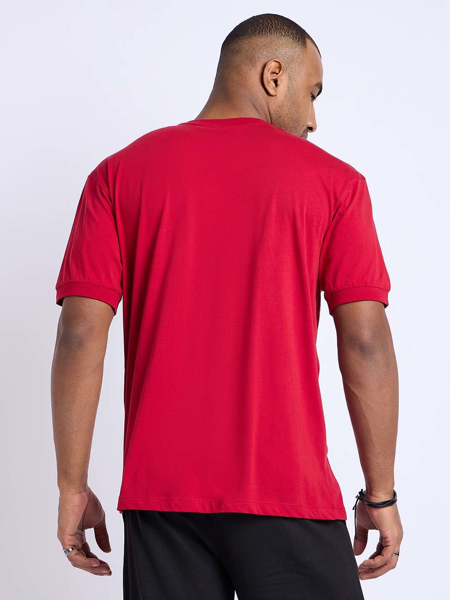 EDRIO Red Loose Fit Crew T-Shirt
