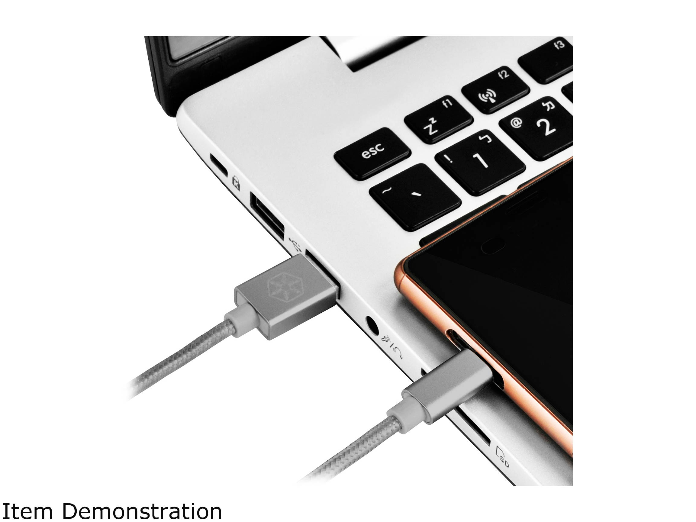 SilverStone Technology Micro USB Cable for Most Smartphones / LG / Samsung / Reversible USB-A / Reversible Micro USB-B / 1000MM - Charcoal Gray - CPU01C