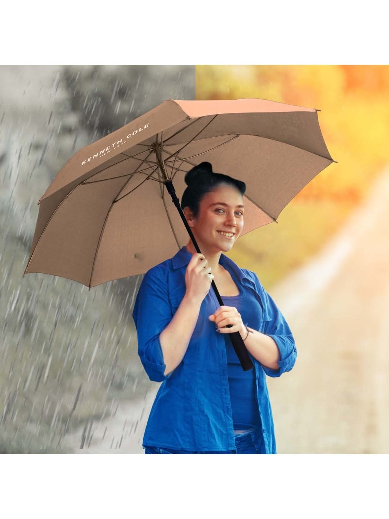 Kenneth Cole Beige Logo Umbrella