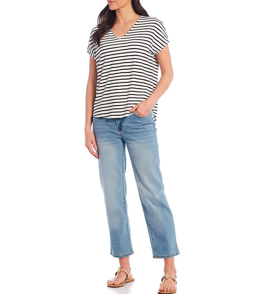 Gibson & Latimer Stripe V-Neck Shell Tee