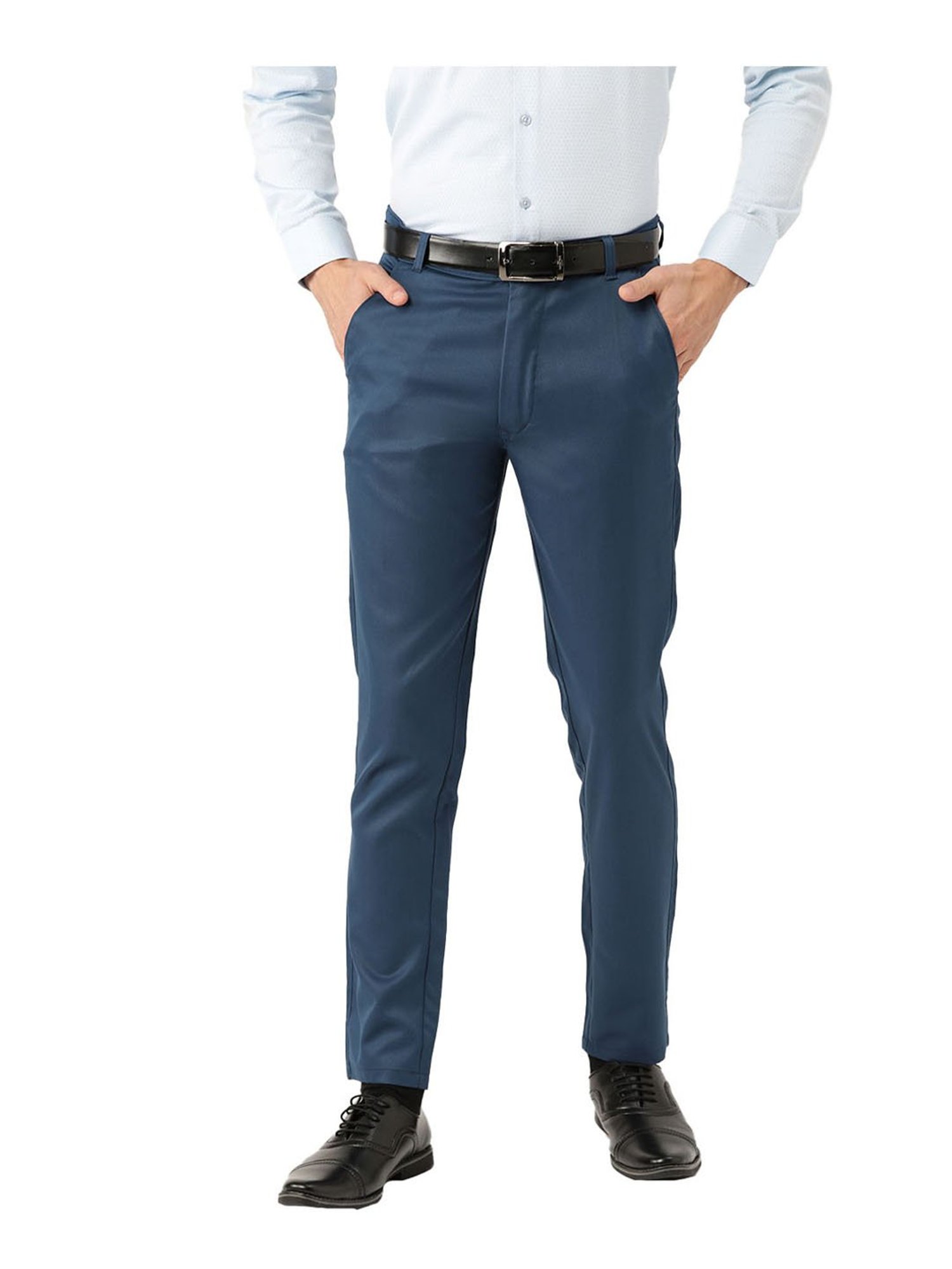 Sojanya Teal Blue Regular Slim Fit Trousers