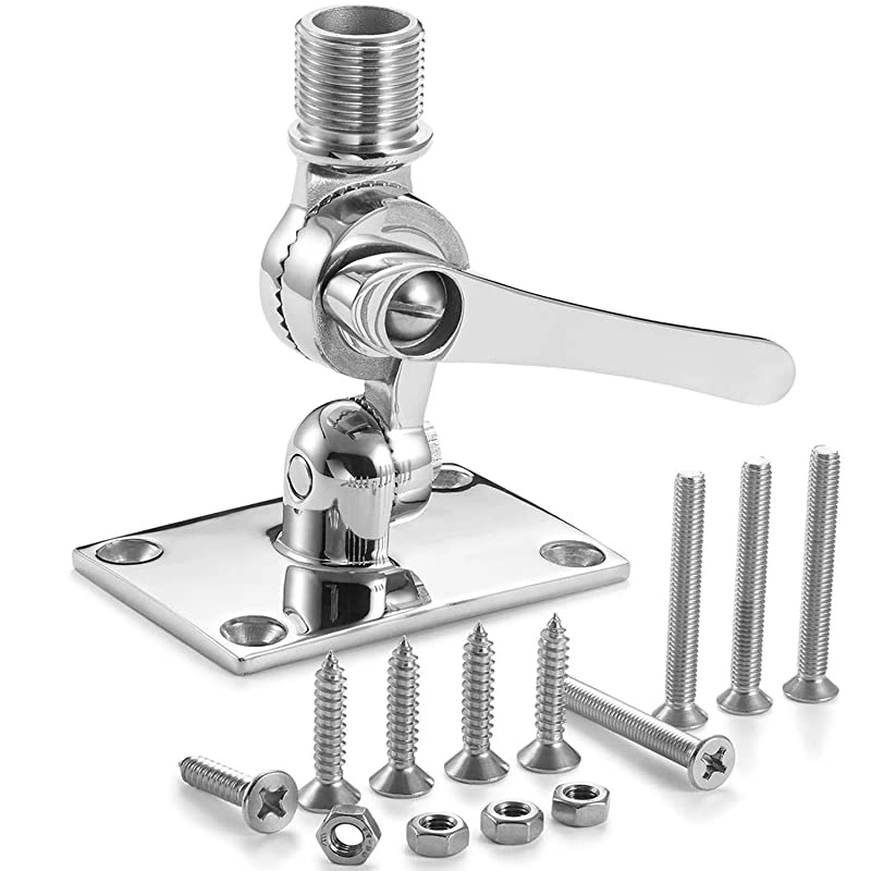 Marine VHF Antenna Mounts Ratchet Mount 316 Stainless Steel Adjustable Base Mount for Boat