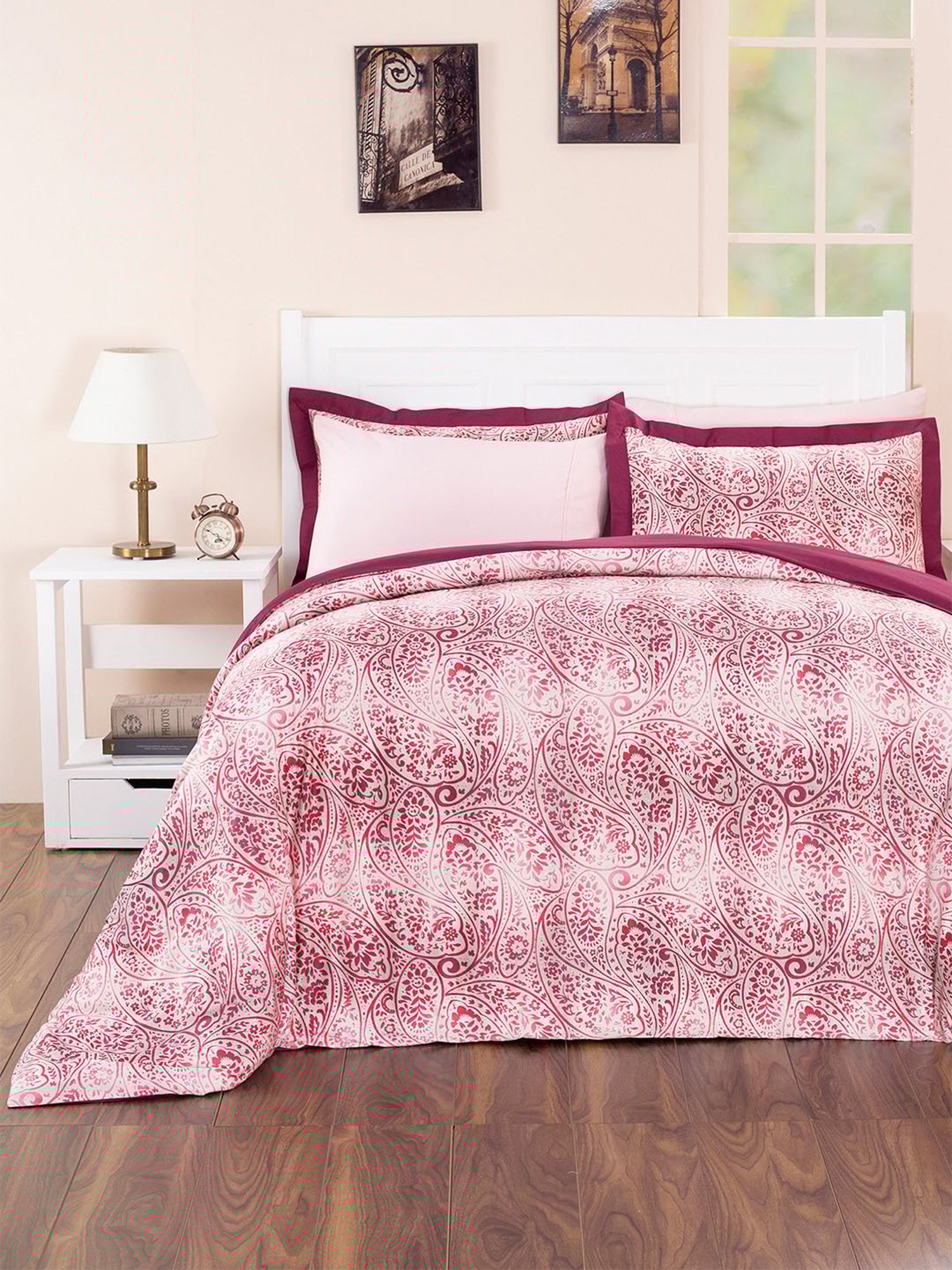 Maspar Printed Red 210 TC Cotton Duvet Cover with 2 Pillow Case