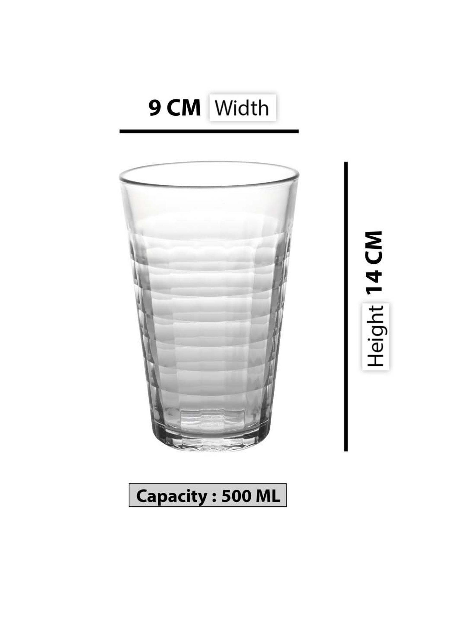 Duralex 'Prisme' Transparent Glass 26 cm Tumbler (0.5 L) - Set of 6